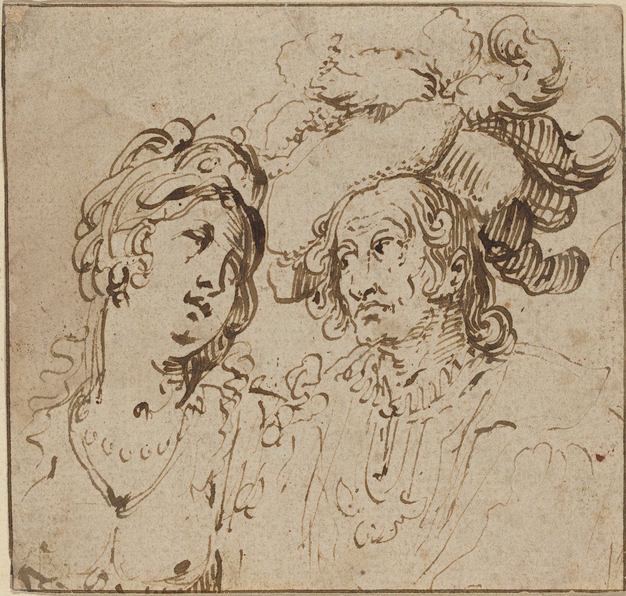 Kavaler med en skjøge av Netherlandish 17th Century