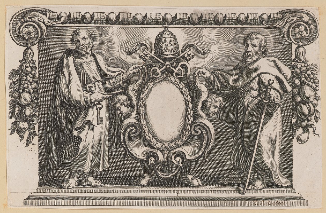 Vignette for en bok dedikert til pave Urban VII av Netherlandish 17th Century after Sir Peter Paul Rubens
