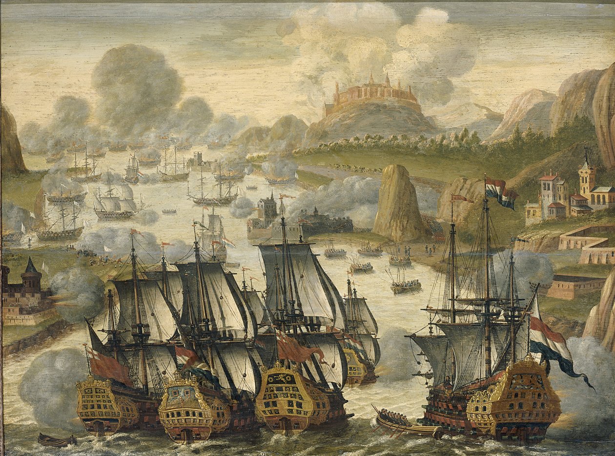 Sjøslaget ved Vigo Bay, 23. oktober 1702, ca 1705 av Netherlandish Master