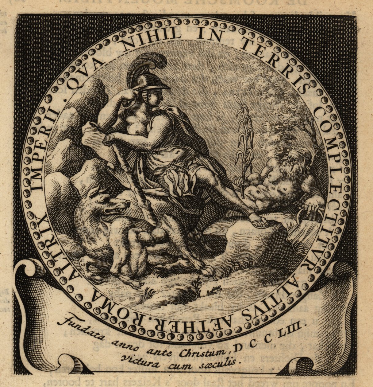 Allegorisk figur av Romerriket, Romulus og Remus. av Netherlandish School