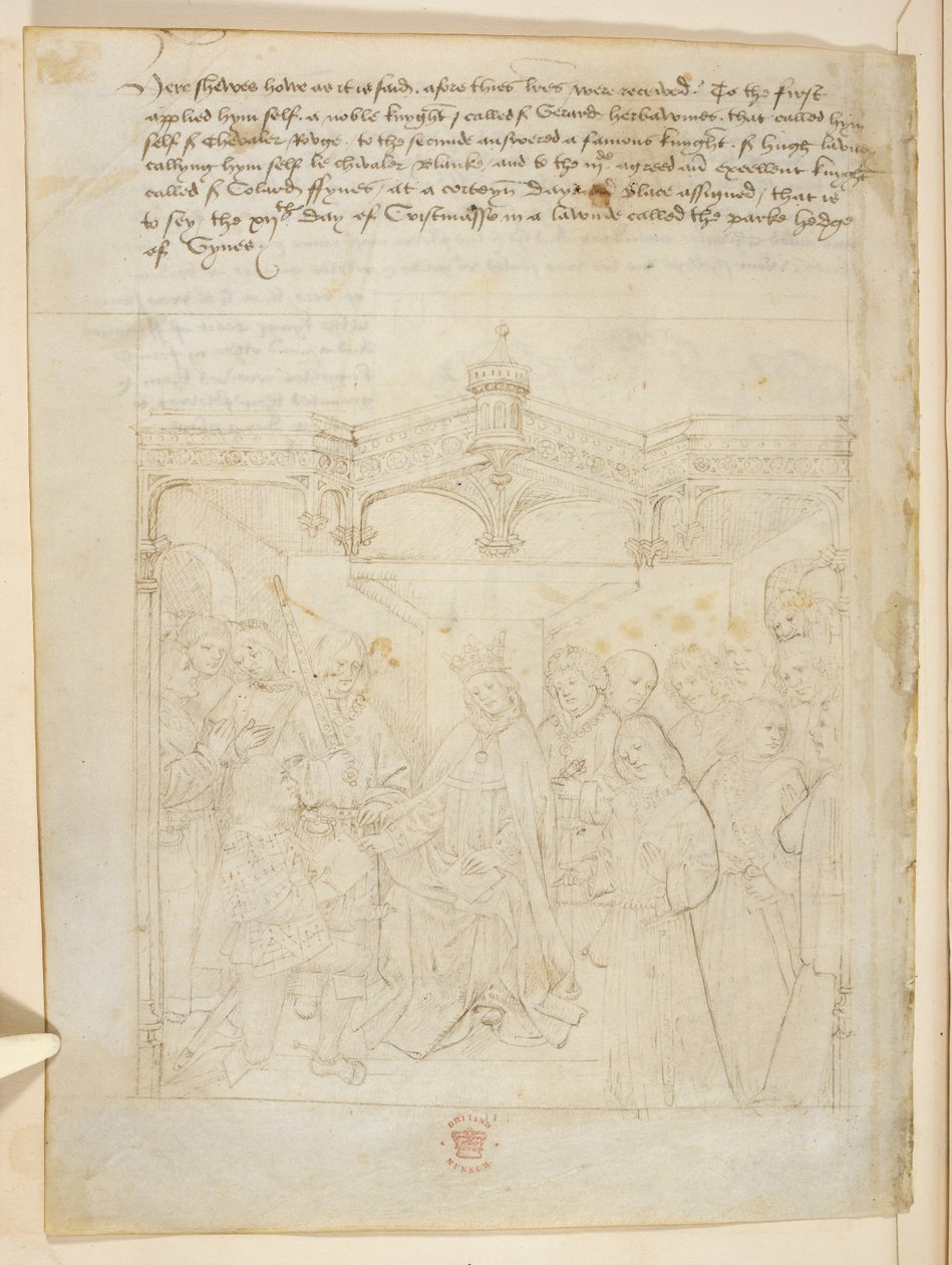 Bomull Julius E. IV, art. 6, 'Beauchamp Pageants', ca. 1483 (blekk på vellum) av Netherlandish School