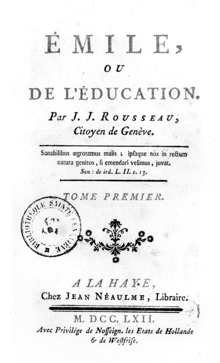 Frontispice for Emile av Jean-Jacques Rousseau, 1762 av Netherlandish School