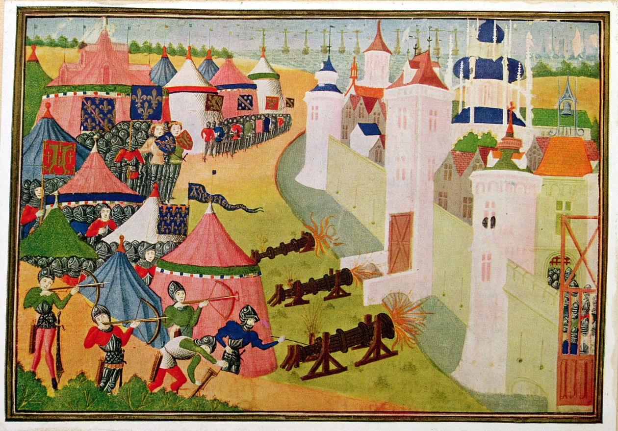 Harl 4379 f.83v Angrep på piratfestningen i Nord-Afrika (Mahedia) fra 