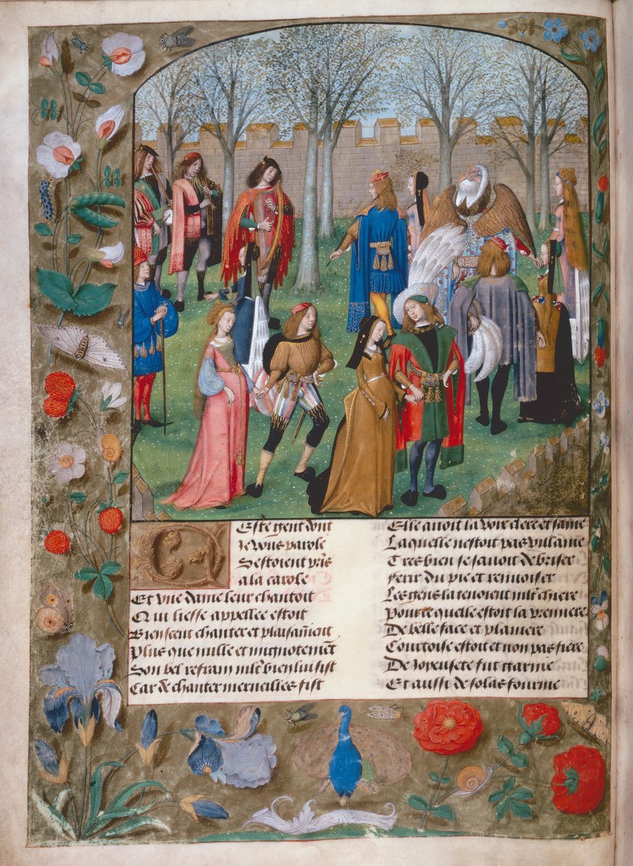Harl 4425 f.14v The Carolle in the Garden, fra 