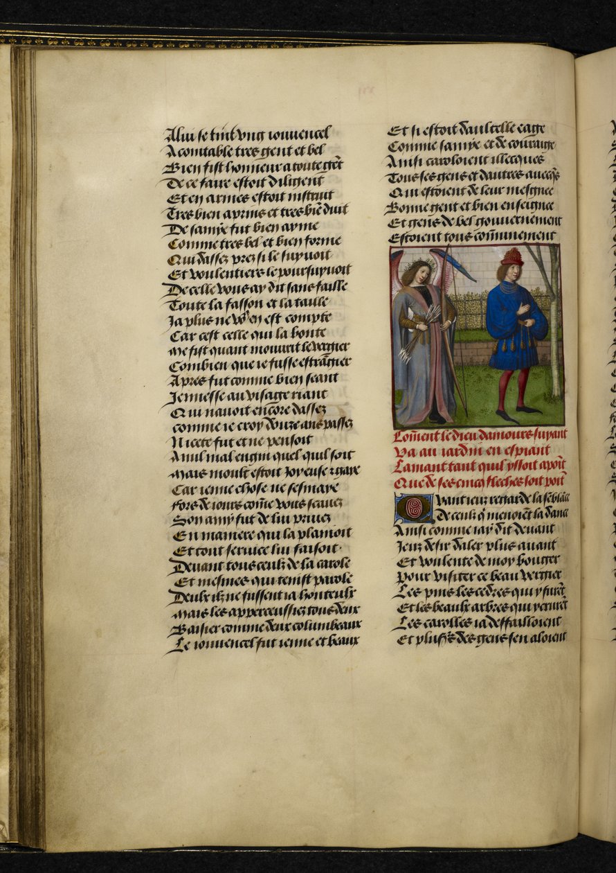 Harley MS 4425 f.18v Amors (kjærlighetens Gud) og L