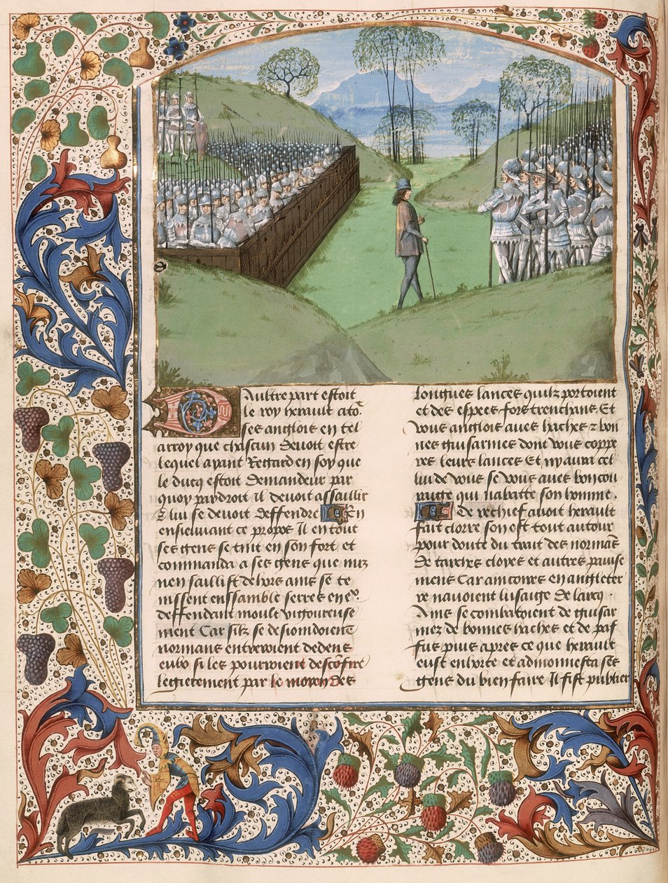 MS Royal 15 E.IV fol.231v Den saksiske stokkaden ved slaget ved Hastings (1066) fra 