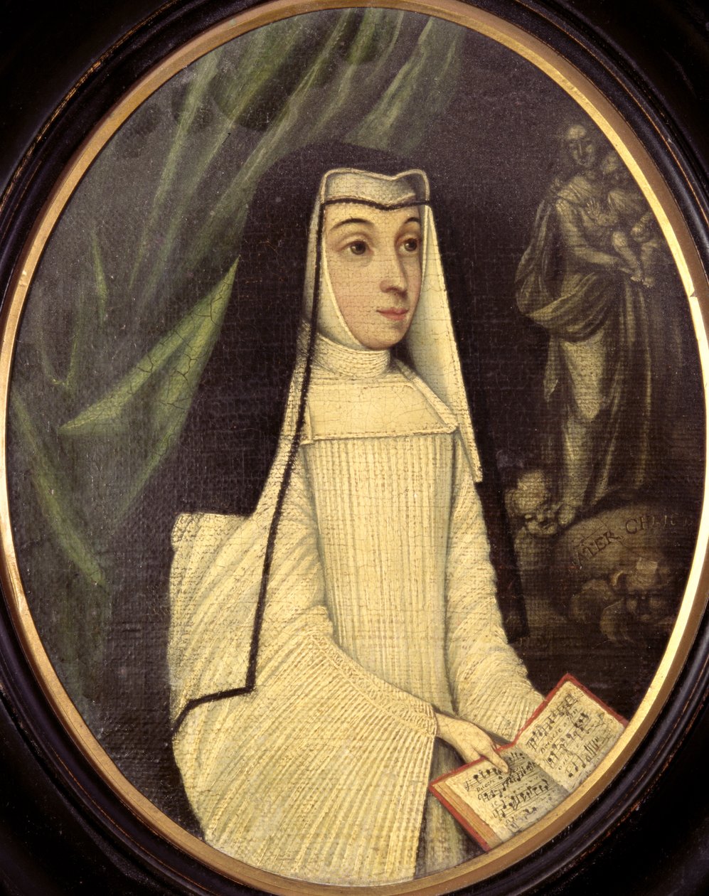 Mary Barbara Huddleston (1708-87) i vane med en nonne av ordenen Augustinian Canonesses ved det engelske klosteret i Brugge, ca. 1727 av Netherlandish School