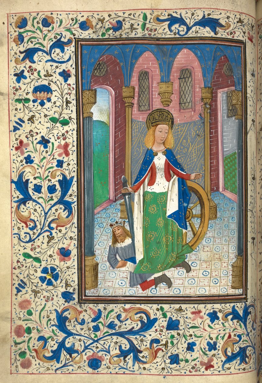 Miniatyr av Katarina av Alexandria, med den romerske keiseren Maxentius (Marcus Aurelius Valerius Maxentius Augustus) (vellum) av Netherlandish School