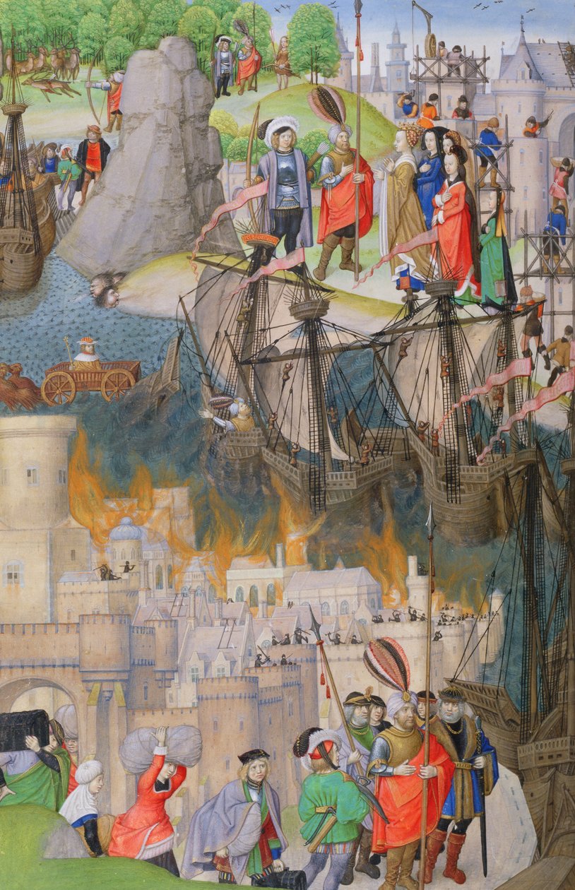 Ms 311 f.122 v. Scener fra Aeneiden, av Virgil, 1472-73 av Netherlandish School