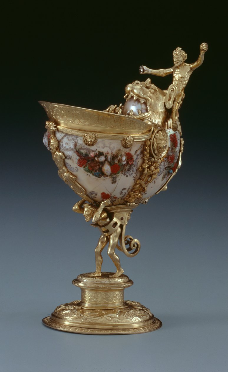Nautilus kopp, ca. 1560 (gullbelagt sølv, nautilus og malt perlemor) av Netherlandish School