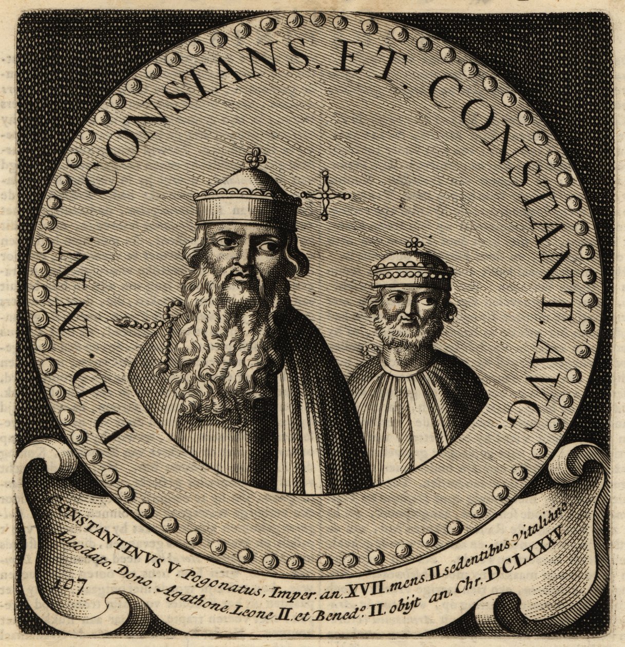 Portrett av bysantinske keisere Constans II og Constantine IV. av Netherlandish School
