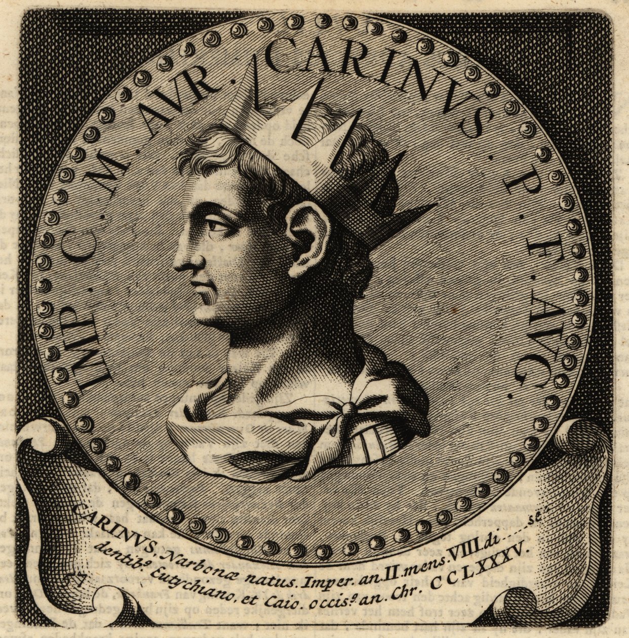 Portrett av den romerske keiseren Carinus. av Netherlandish School