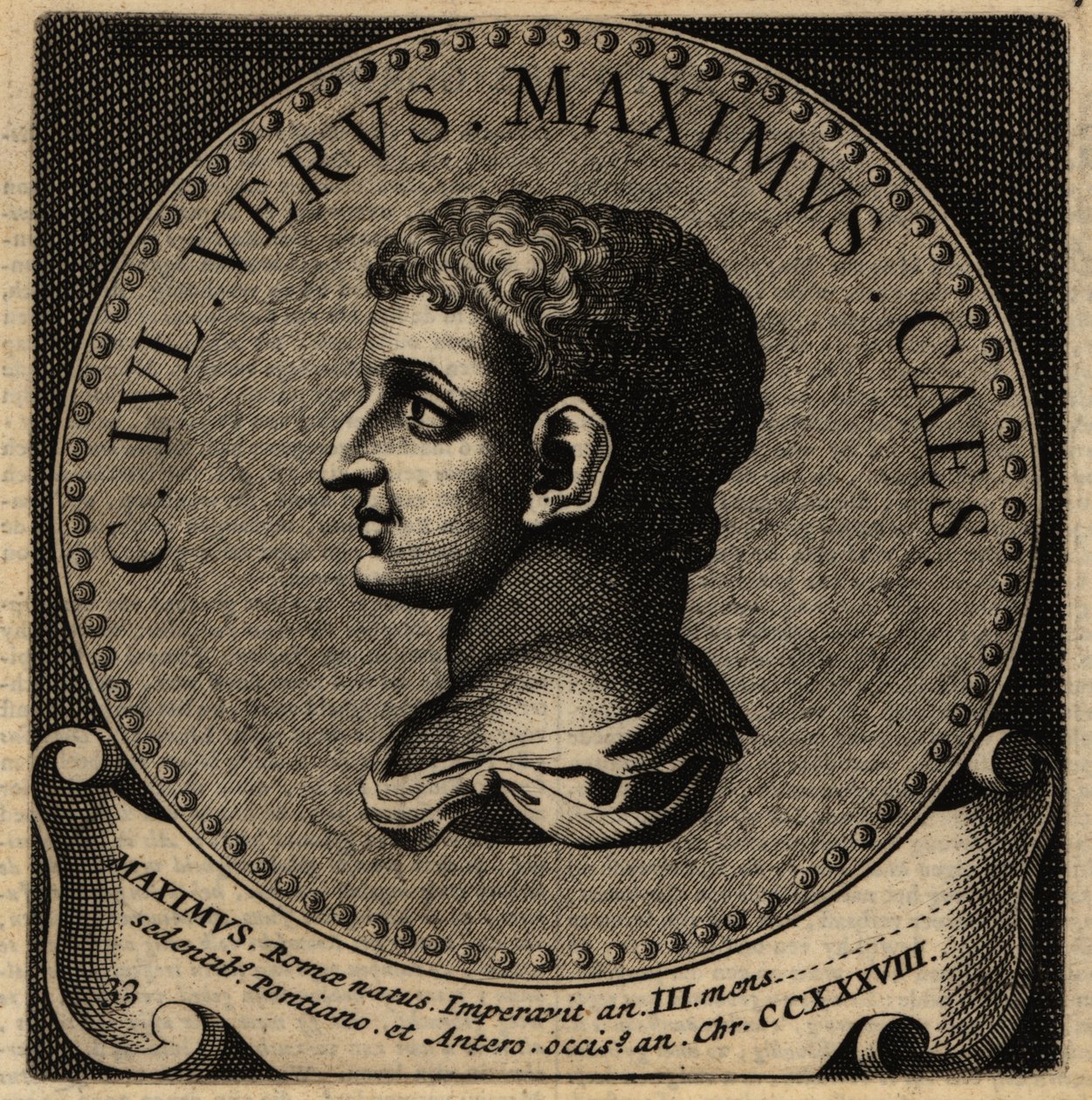 Portrett av den romerske keiseren Gaius Julius Verus Maximus av Netherlandish School