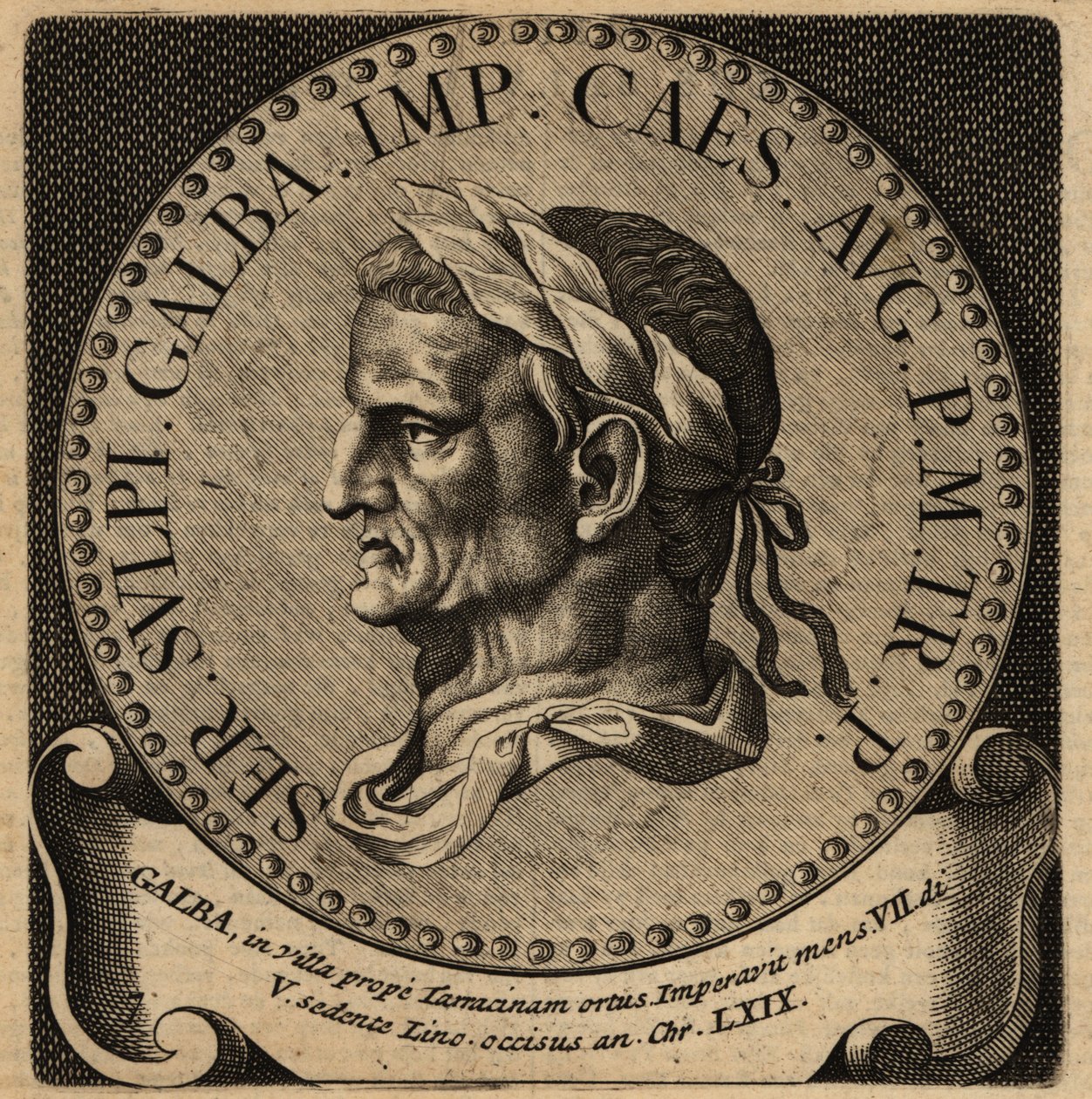 Portrett av den romerske keiseren Galba. av Netherlandish School