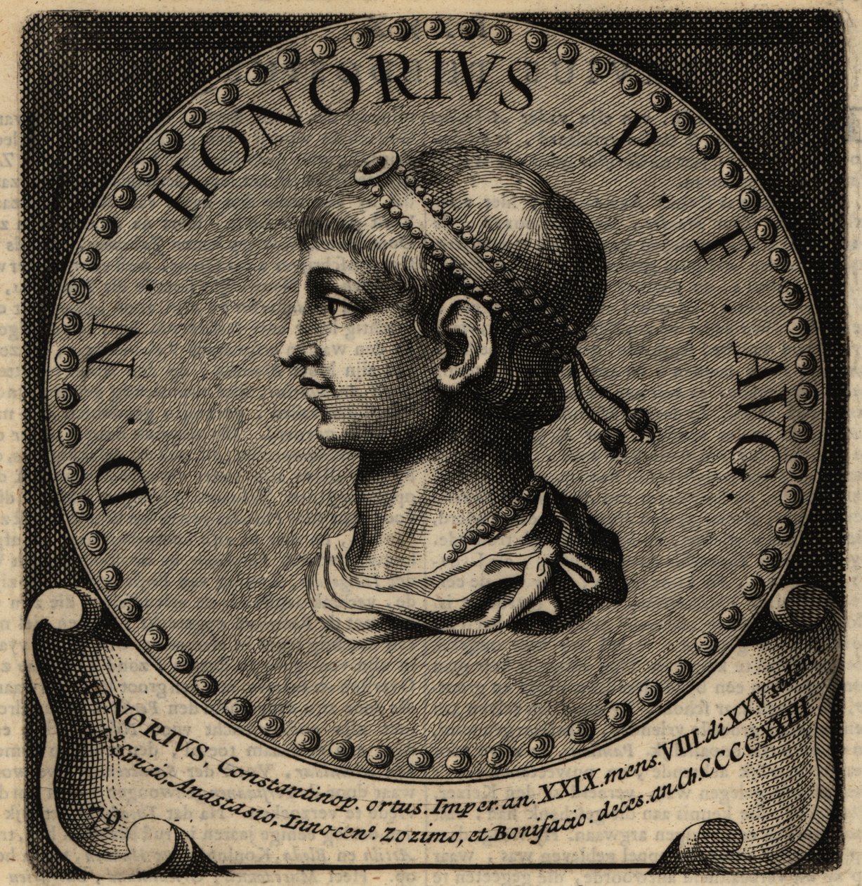Portrett av den romerske keiseren Honorius. av Netherlandish School