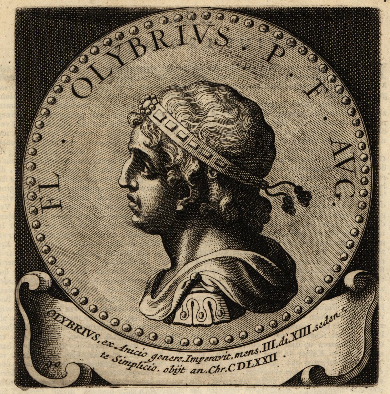 Portrett av den romerske keiseren Olybrius. av Netherlandish School