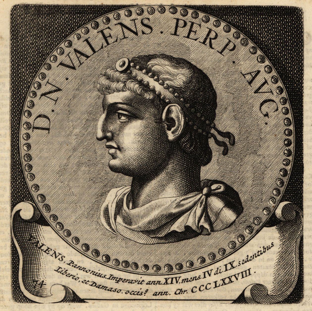 Portrett av den romerske keiseren Valens. av Netherlandish School