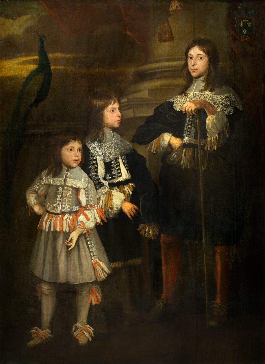 Portrett av tre barn (olje på lerret) av Netherlandish School