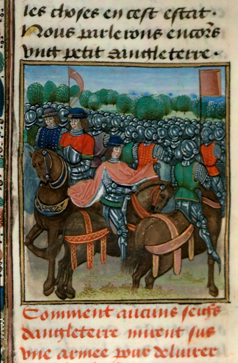 Royal 18 E.II fol.411v Rebellion against Henry IV (1367-1413) fra Book IV of 