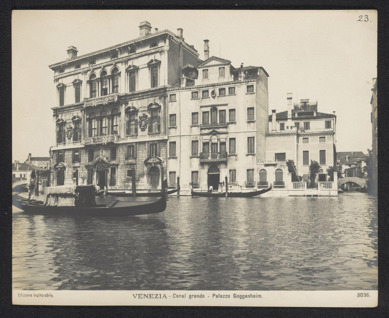 Eksteriør av Palazzo Guggenheim i Venezia Venezia - Canal Grande - Palazzo Guggenheim (tittel på objekt) av Neue Photographische Gesellschaft