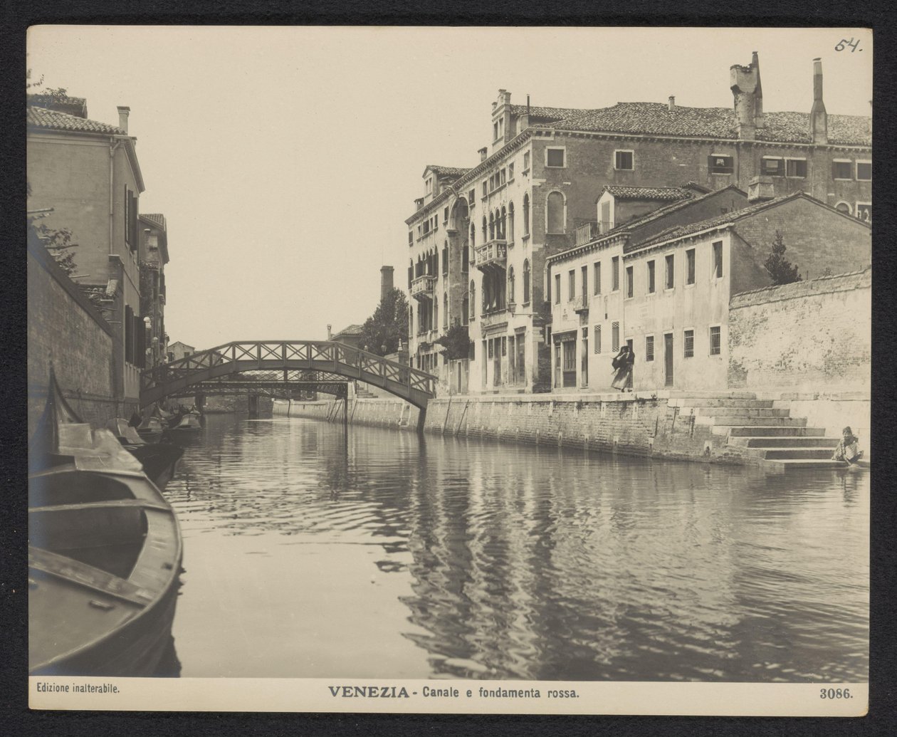 Utsikt over Fondamenta Rossa i Venezia Venezia - Canale e fondamenta rossa (tittel på objekt) av Neue Photographische Gesellschaft