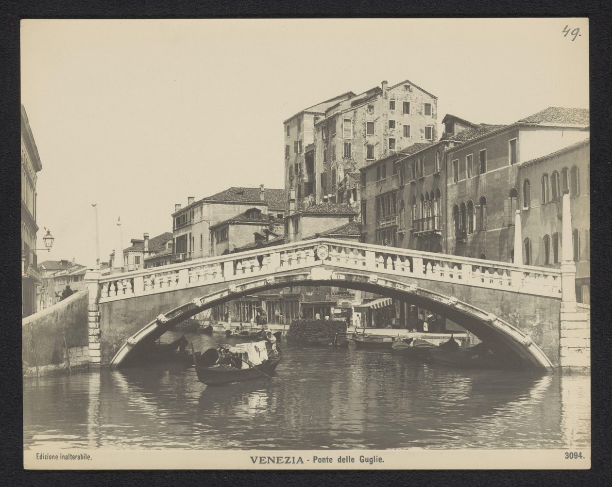 Bridge of the Spiers te Venetië Venezia - Ponte delle Guglie (tittel på objekt) av Neue Photographische Gesellschaft