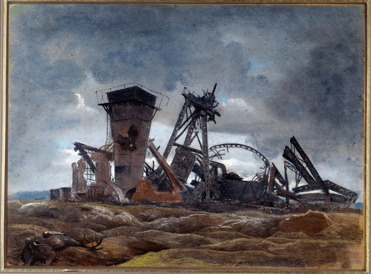 "Gruvens brønn" 1915 (akvarell) av Neville Stephen Lytton