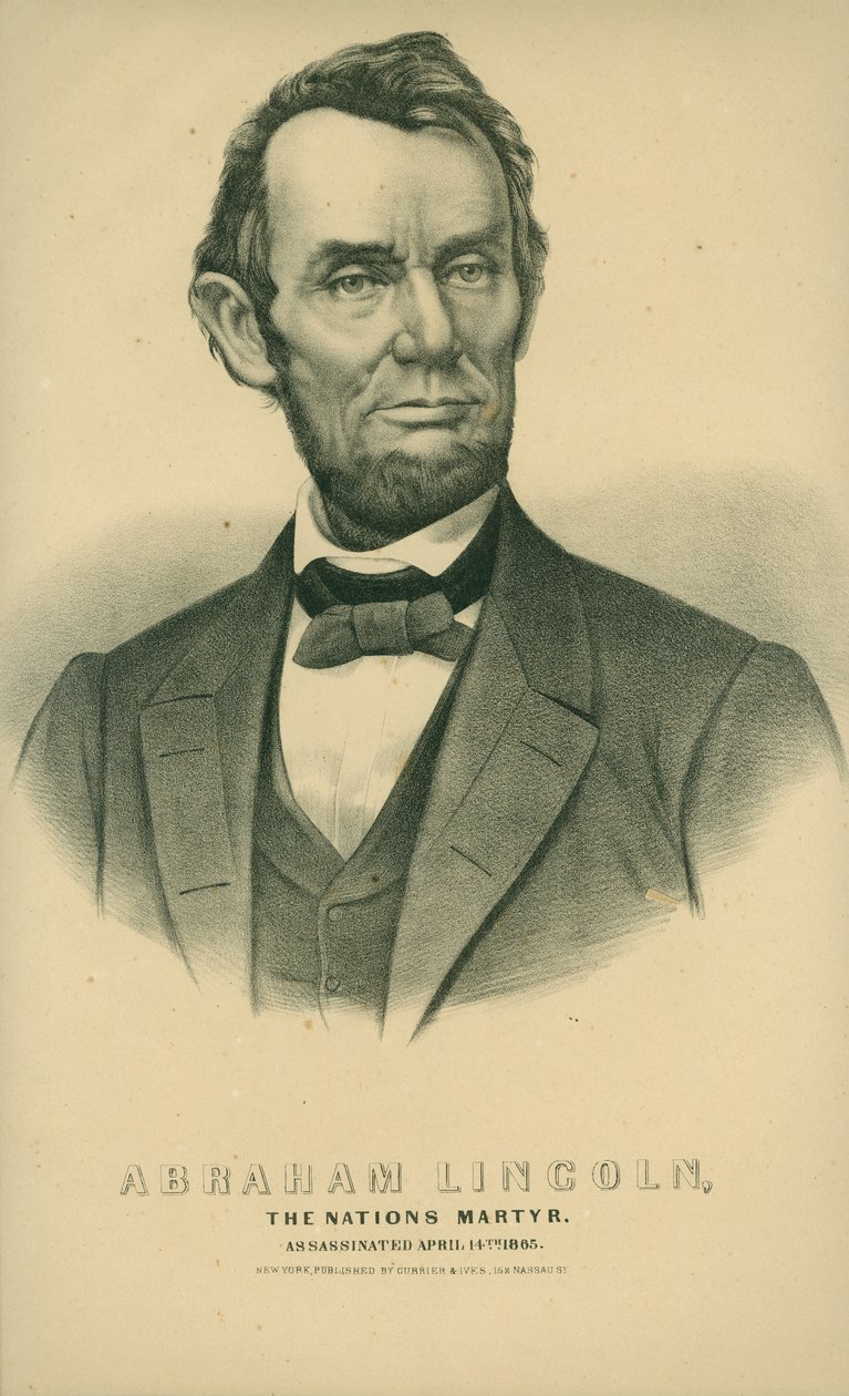 Abraham Lincoln, Nations Martyr. Attentert 14. april 1865. av New York Currier and Ives