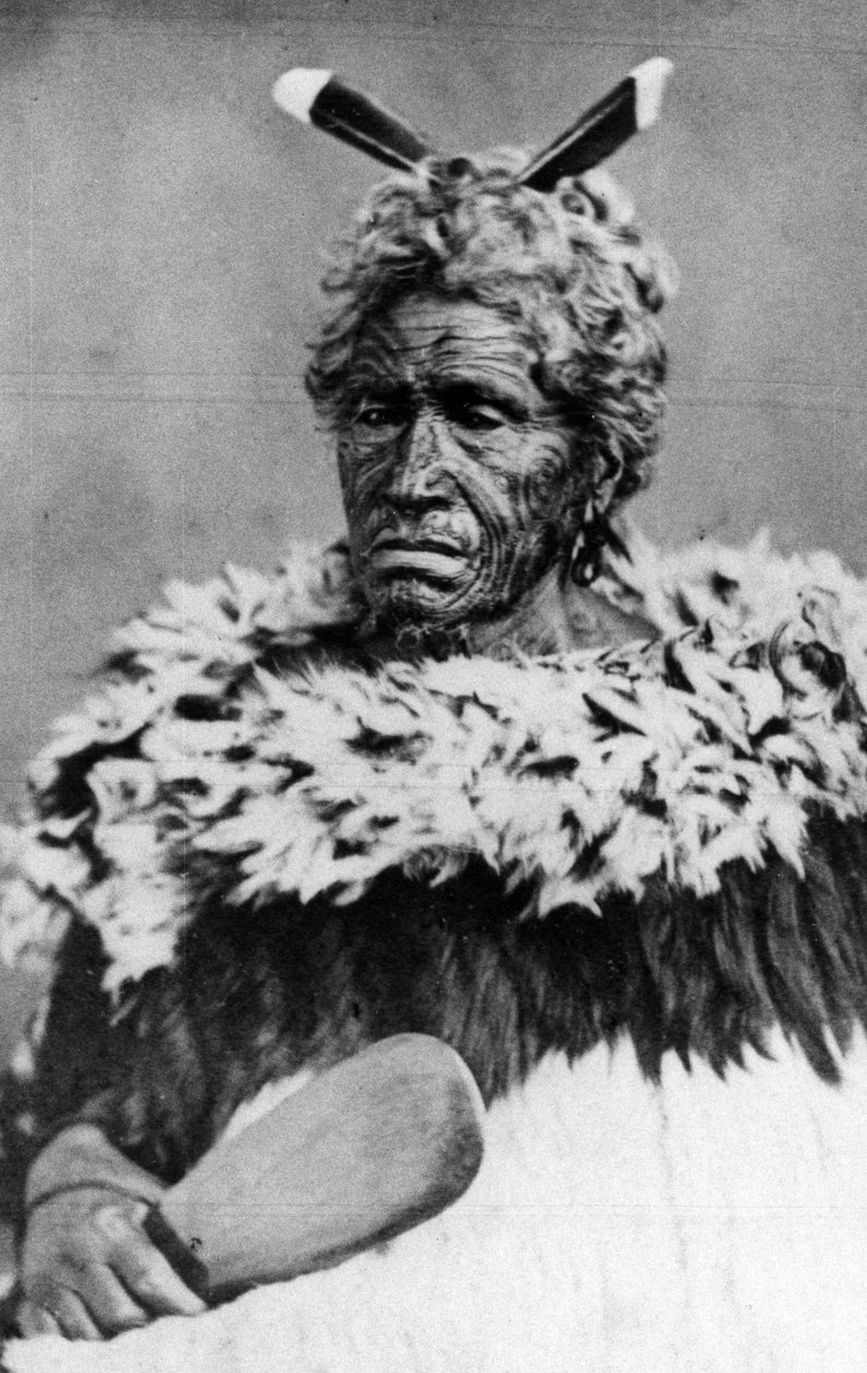 Portrett av en maorimann, før 1880 av New Zealand Photographer