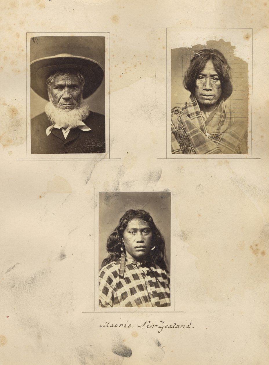 Maoris, New Zealand, ca. 1865 (albumtrykk) av New Zealander Photographer