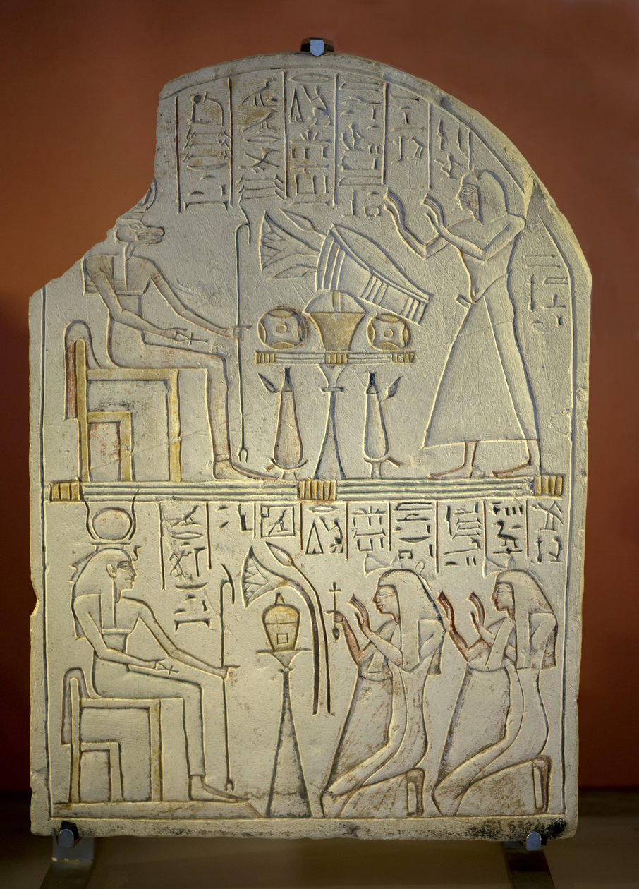 Art Egypt Stele de Penboui a Toueris og Isis Hathor (malt kalkstein, nytt imperium av New Kingdom Egyptian