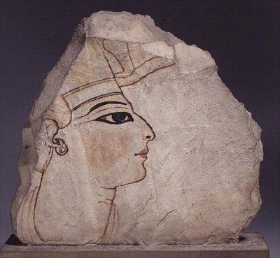 Ostracon med profilen til en konge (kalkstein) av New Kingdom Egyptian