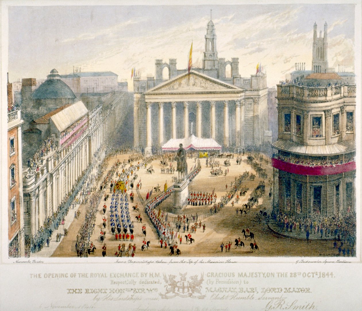 Åpning av Royal Exchange, City of London, 1844. av Newcombe