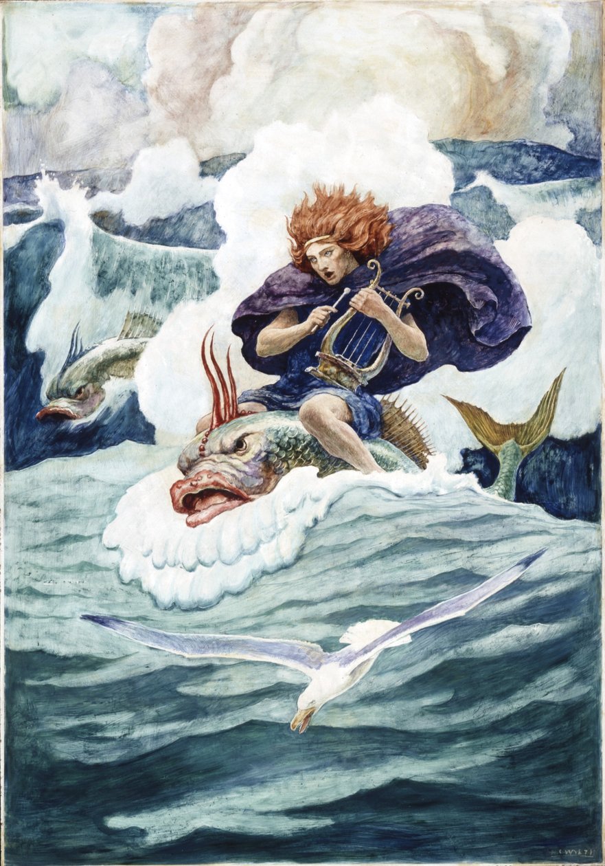 Arion and the Dolphin, 1938 (olje på renessansepanel) av Newell Convers Wyeth