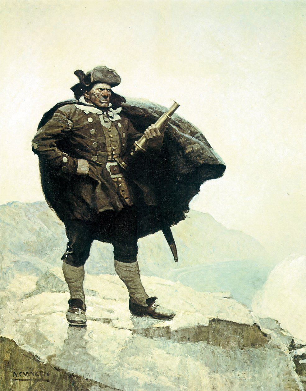 Billy Bones, illustrasjon fra romanen Treasure Island, av Robert Louis Stevenson, 1883 av Newell Convers Wyeth