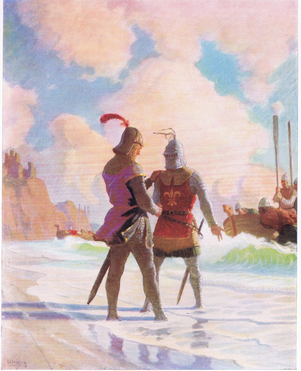 Bruce on the beach, fra The Scottish Chiefs utgitt av Charles Scribners Sons, 1930 av Newell Convers Wyeth