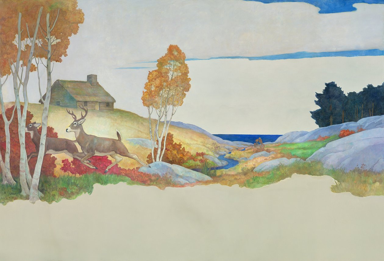 Hjort og bekk, 1945 av Newell Convers Wyeth