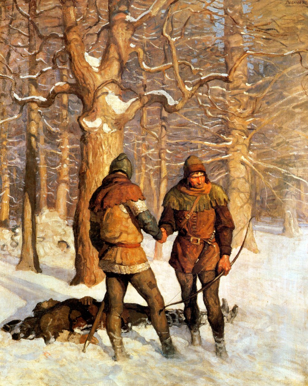 Illustrasjon for "The Black Arrow", av Robert Louis Stevenson, 1916 av Newell Convers Wyeth