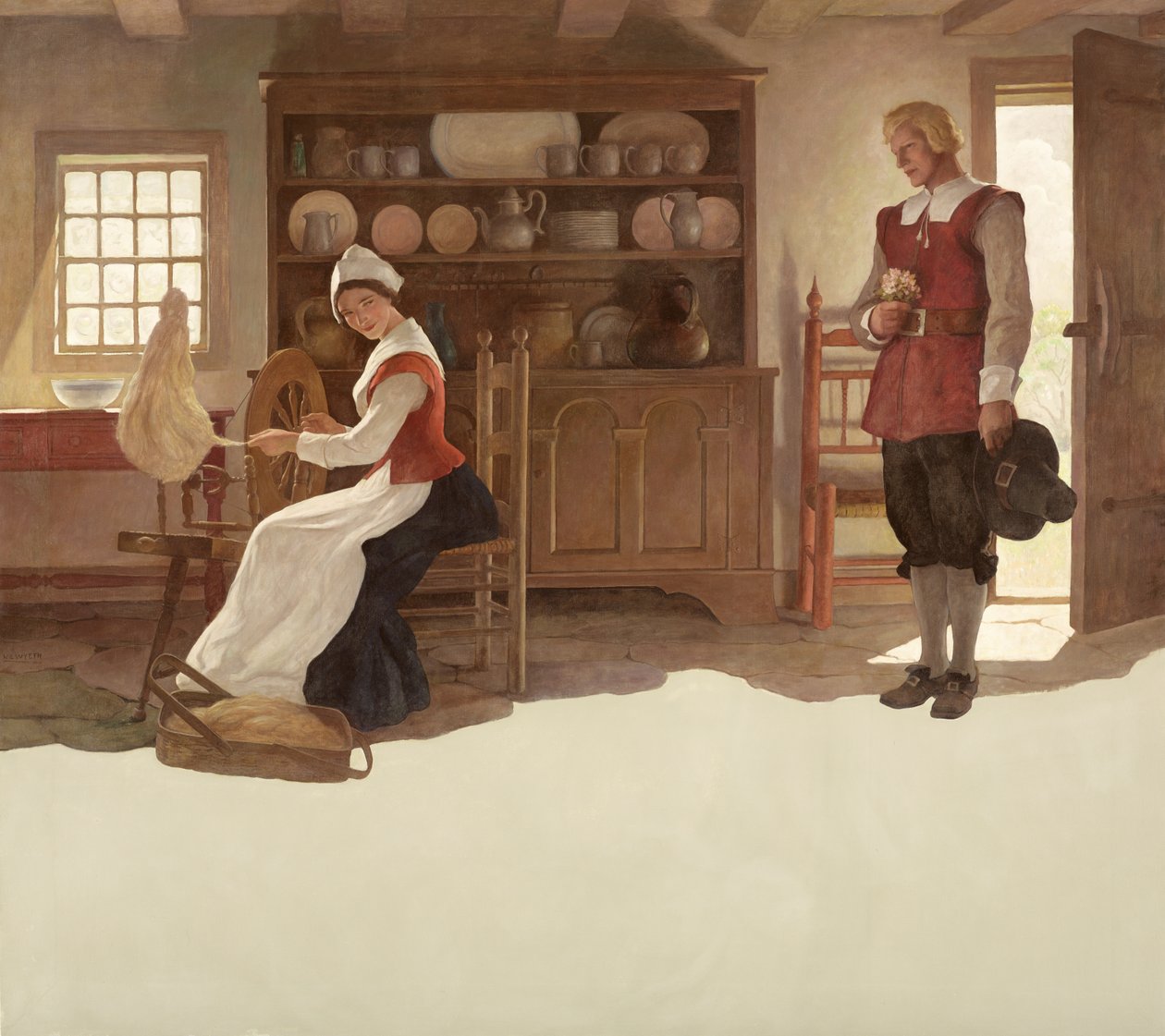 John Alden og Priscilla, 1945 av Newell Convers Wyeth