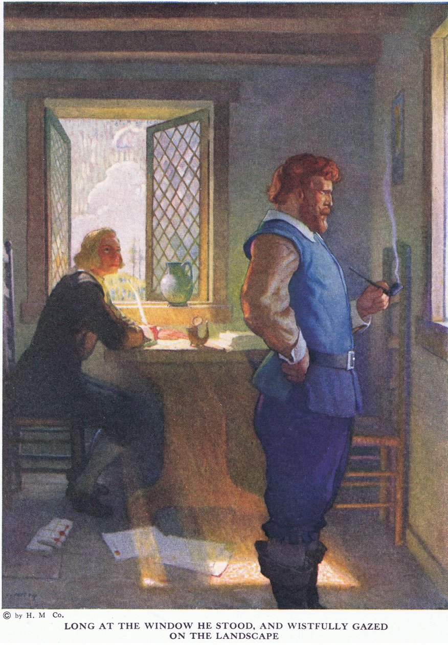 Lenge ved vinduet sto han og stirret vemodig på landskapet av Newell Convers Wyeth