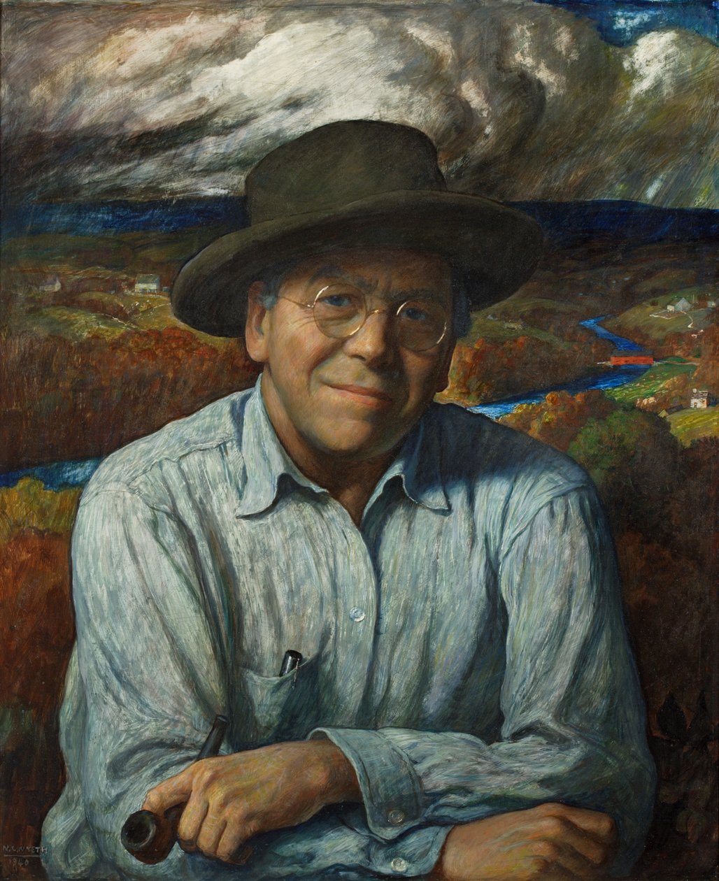 Selvportrett, 1940 (tempera på gessoed panel) av Newell Convers Wyeth