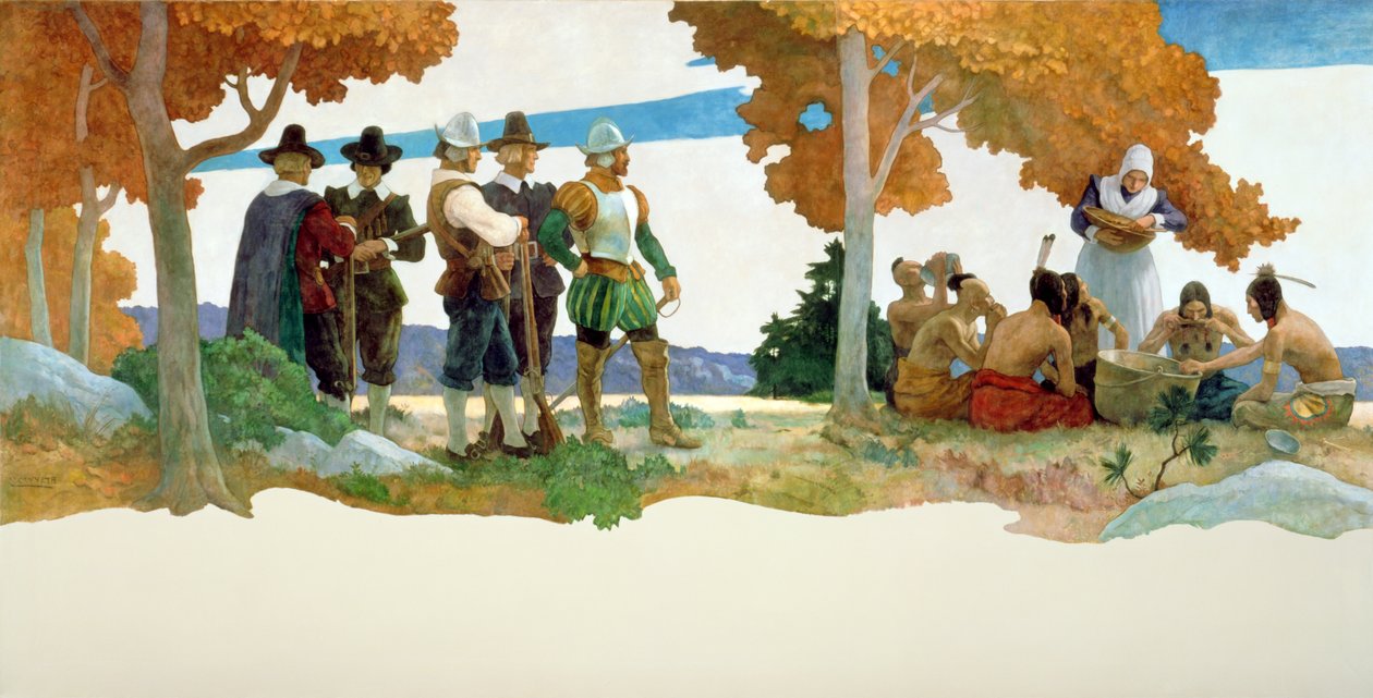 Thanksgiving med indianere, 1940 av Newell Convers Wyeth