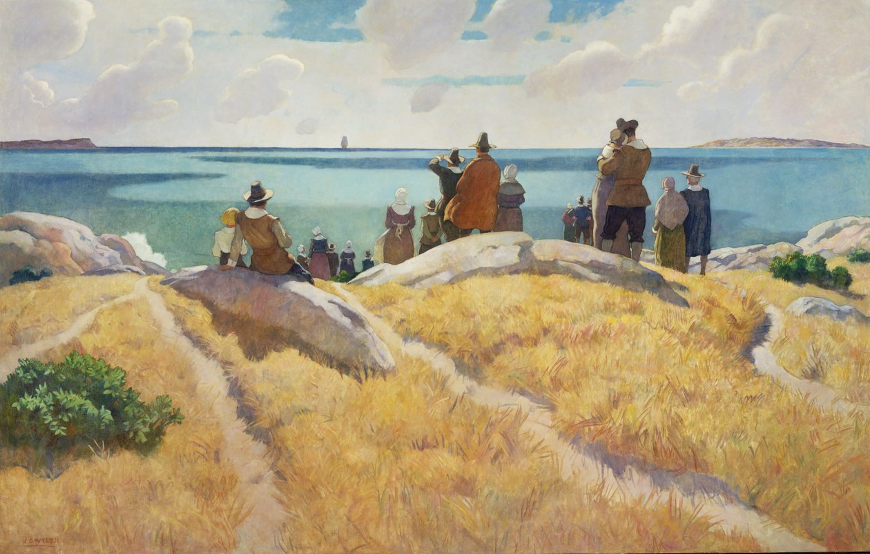 Mayflowers avgang til England i 1621, 1941 av Newell Convers Wyeth