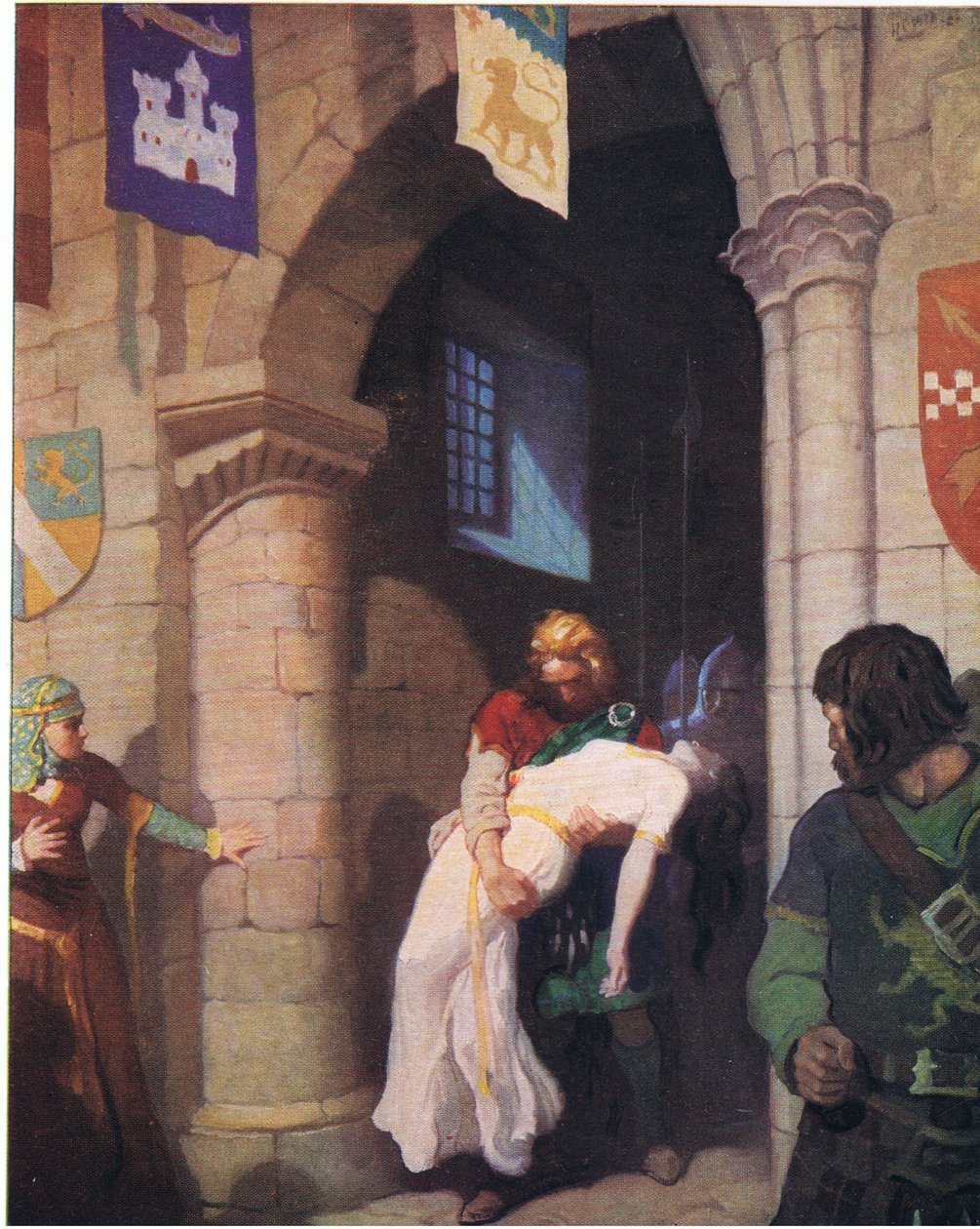 Den sårede Helen, fra The Scottish Chiefs utgitt av Charles Schribners sønner, 1930 av Newell Convers Wyeth