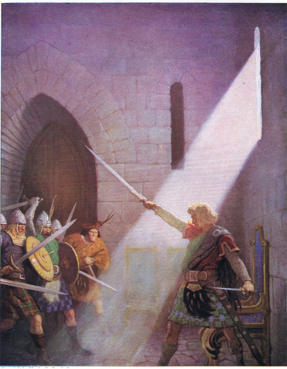 Wallace trekker kongens sverd, fra The Scottish Chiefs utgitt av Charles Schribner