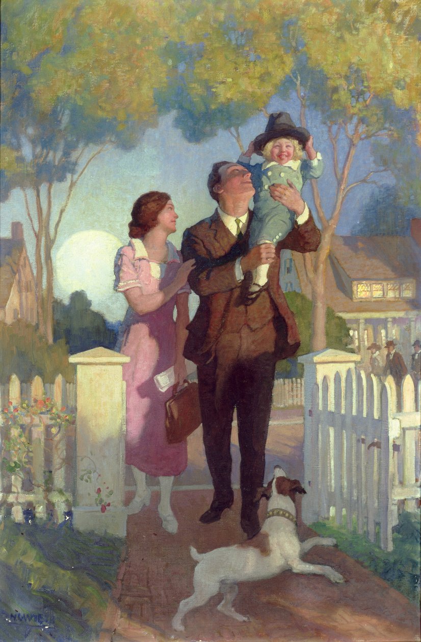 Kommer hjem (olje) av Newell Convers Wyeth