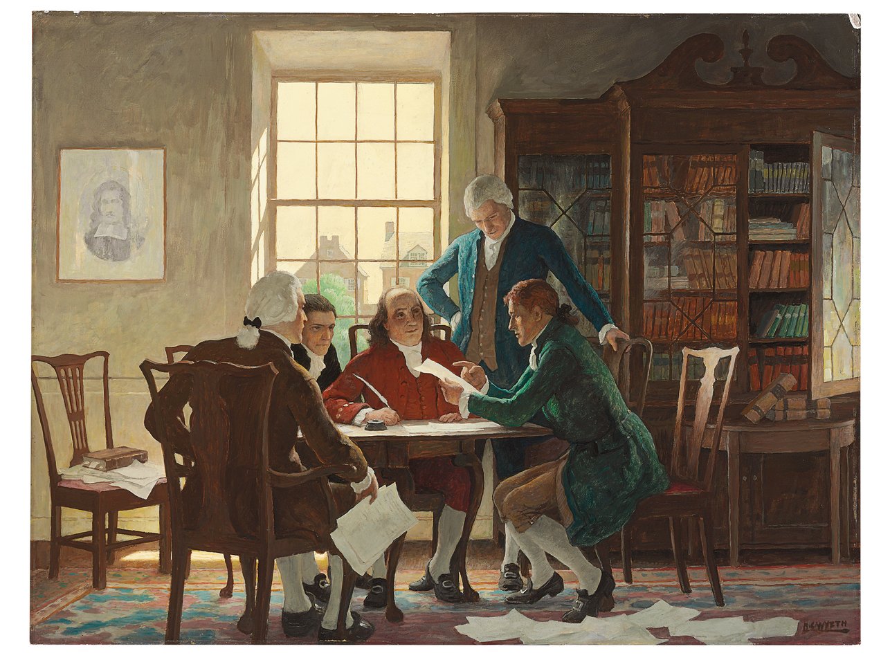 Utarbeidelse av uavhengighetserklæringen i 1776 av Newell Convers Wyeth