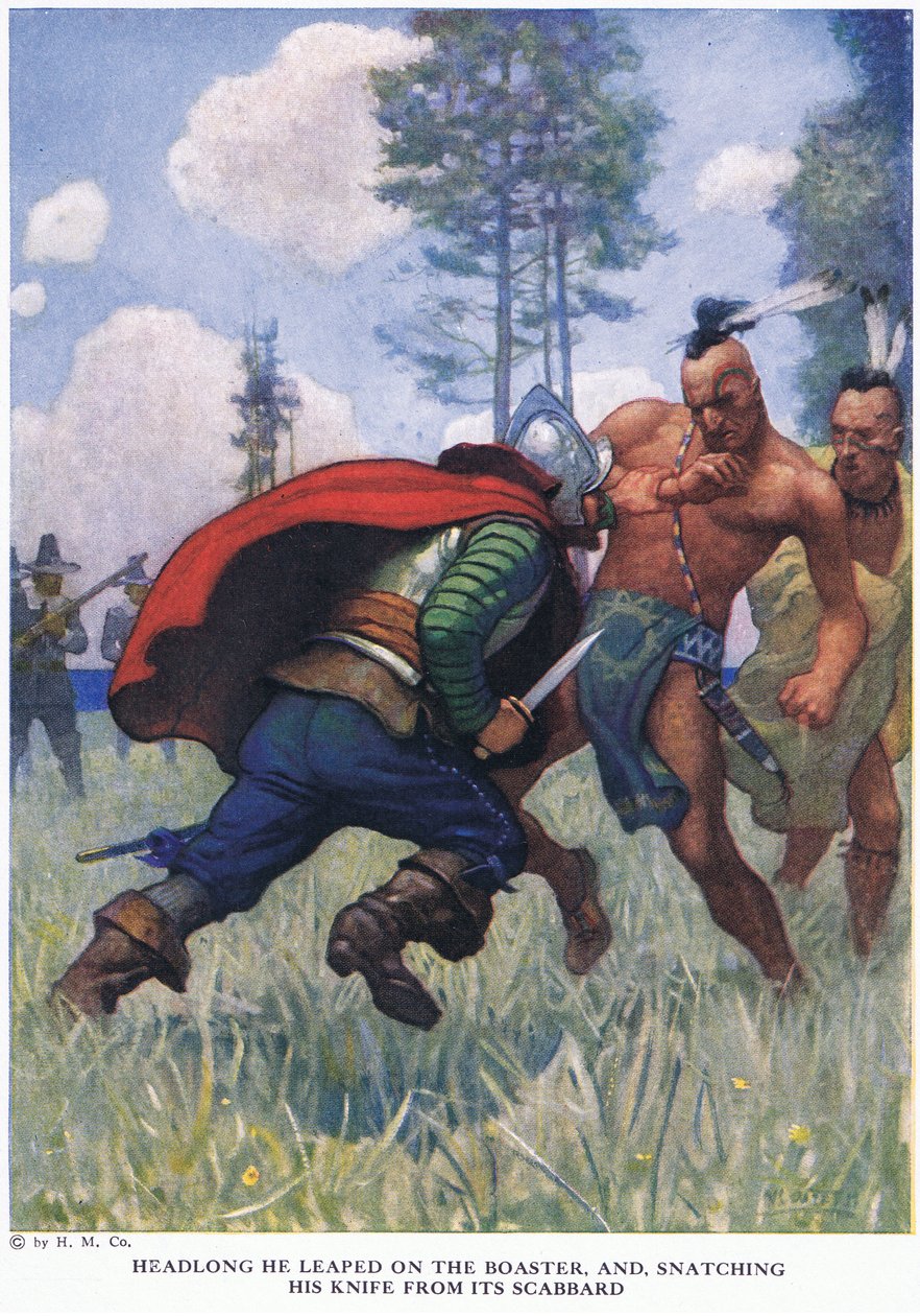 Hodet på hodet sprang han på skryteren, og snappet kniven fra sliren av Newell Convers Wyeth