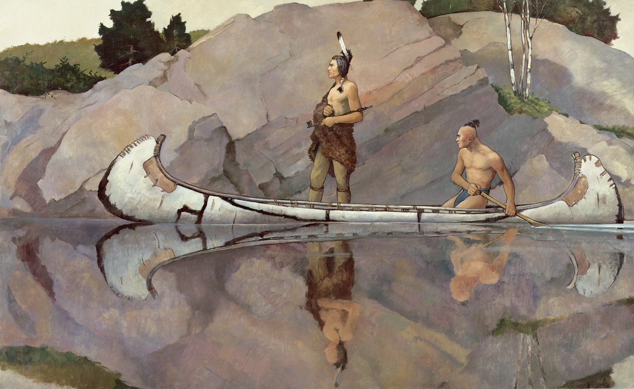 Indianere i en kano av Newell Convers Wyeth