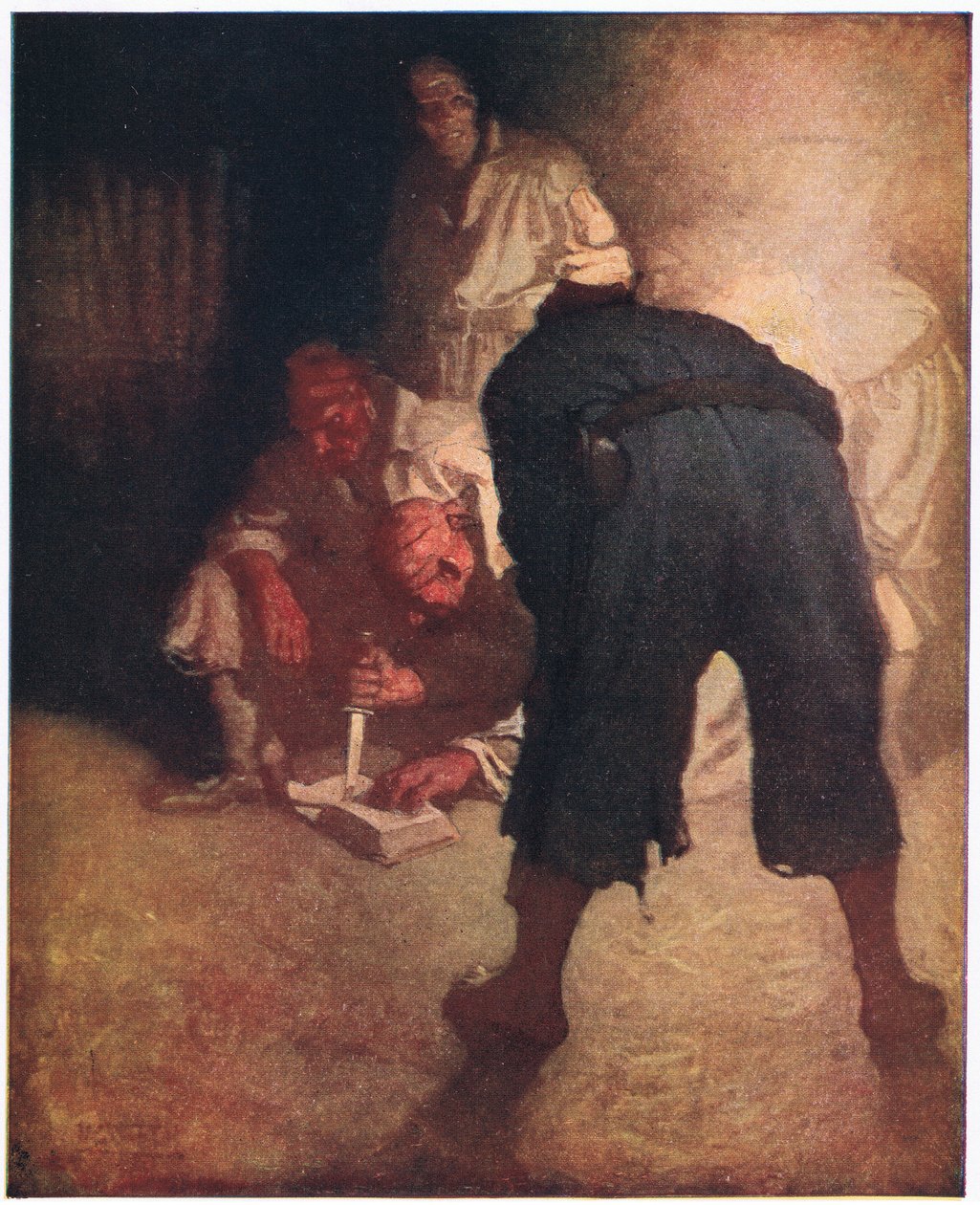 Den svarte flekken: Omtrent halvveis ned i skråningen til stokken ble de samlet i en gruppe av Newell Convers Wyeth